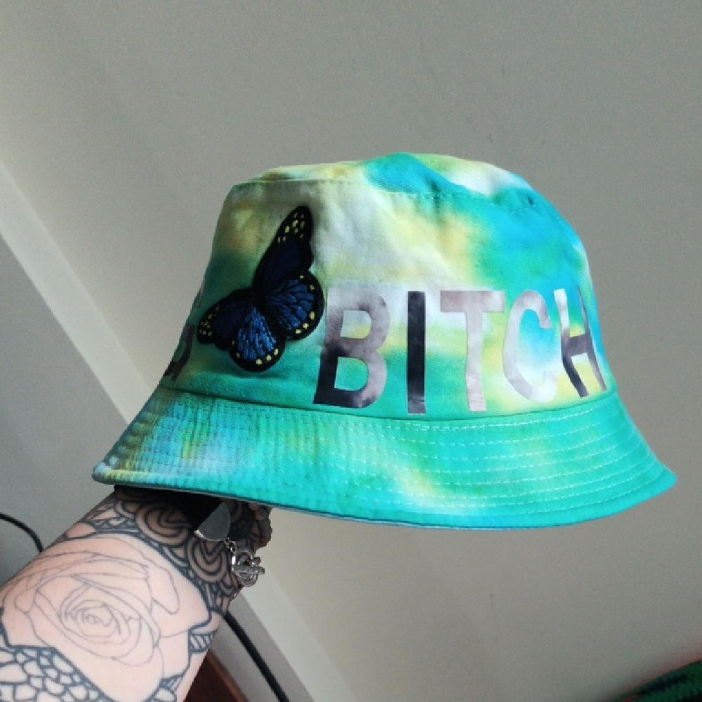 Tie-Dye Bucket Hat with Butterfly Patch